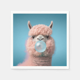 Llama Bubblegum Funny Napkin