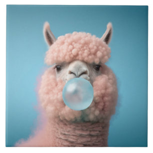 Llama Bubblegum Funny Tile