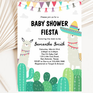Llama Cactus Baby Shower Invitation
