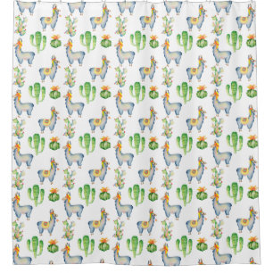 Llama Cactus Colourful Cute Modern Pattern Shower Curtain
