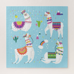 Llama & Cactus: Cute Vintage Set Jigsaw Puzzle