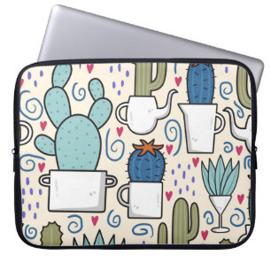 Llama Cactus: Hand-Drawn Seamless Design Laptop Sleeve