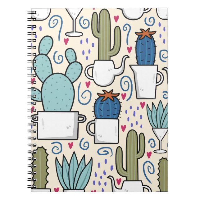 Llama Cactus: Hand-Drawn Seamless Design Notebook (Front)