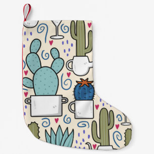 Llama Cactus: Hand-Drawn Seamless Design Small Christmas Stocking