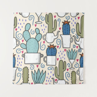 Llama Cactus: Hand-Drawn Seamless Design Tapestry
