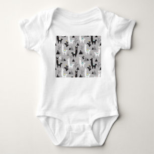 Llama cactus mountains, seamless pattern. baby bodysuit