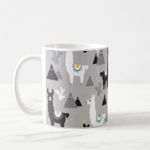 Llama cactus mountains, seamless pattern. coffee mug