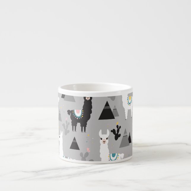 Llama cactus mountains, seamless pattern. espresso cup (Front)