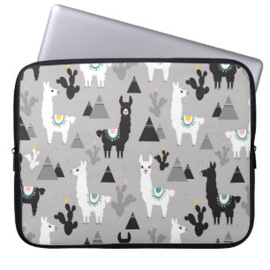 Llama cactus mountains, seamless pattern. laptop sleeve