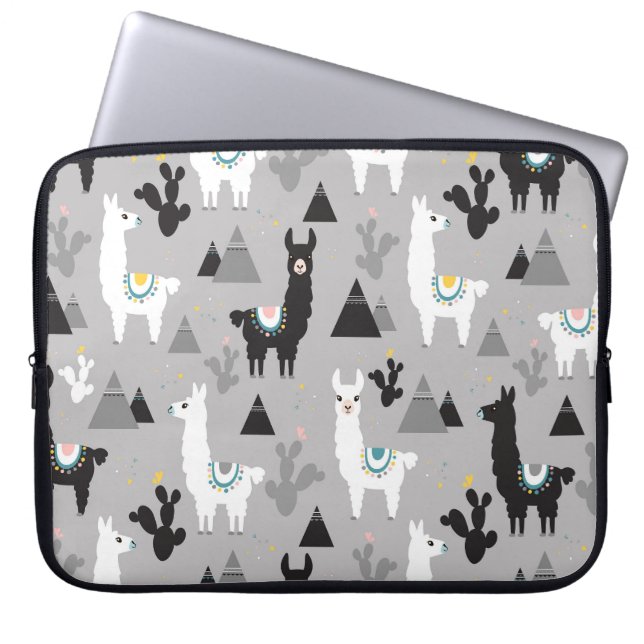 Llama cactus mountains, seamless pattern. laptop sleeve (Front)