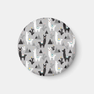 Llama cactus mountains, seamless pattern. magnet