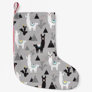 Llama cactus mountains, seamless pattern. small christmas stocking