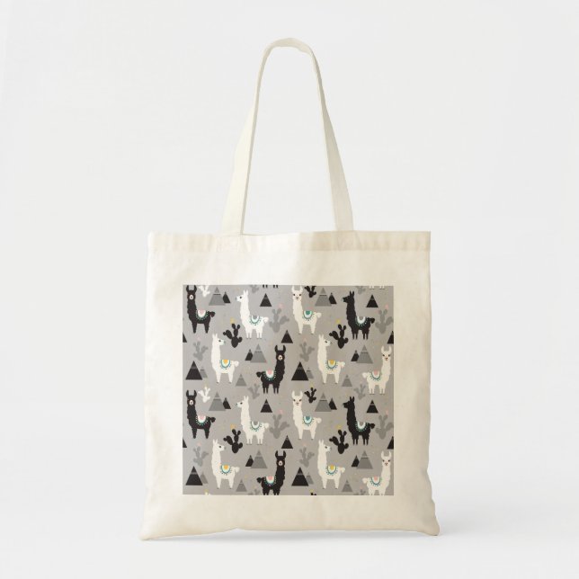 Llama cactus mountains, seamless pattern. tote bag (Front)