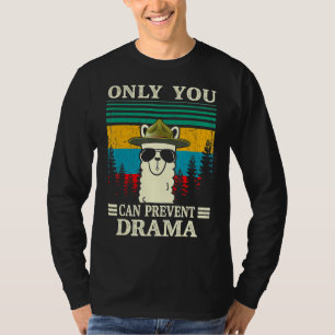 Llama Camping Only You Can Prevent Drama Men Wome T-Shirt