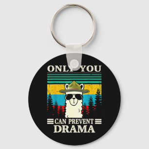 Llama Camping Only You Can Prevent Drama Vintage C Key Ring