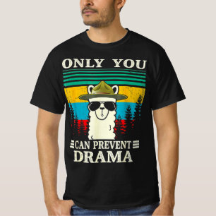 Llama Camping Only You Can Prevent Drama Vintage C T-Shirt