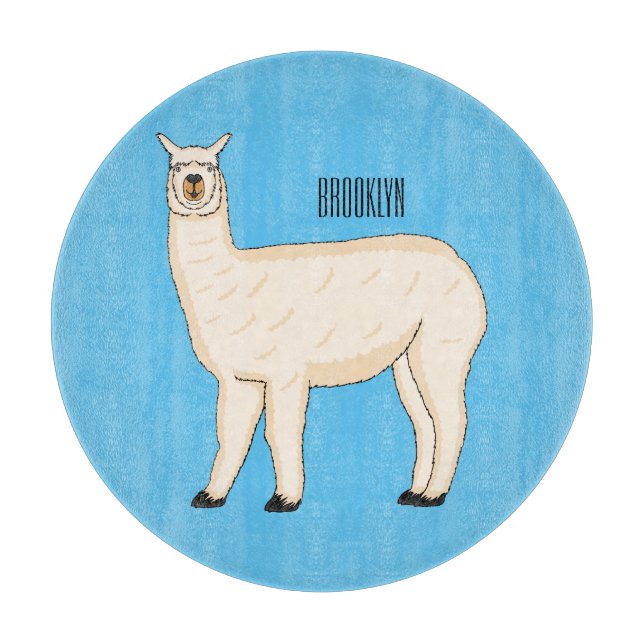 Llama cartoon illustration  cutting board (Front)