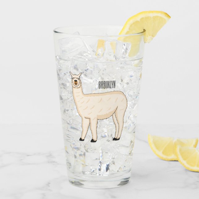 Llama cartoon illustration glass (Back Ice)