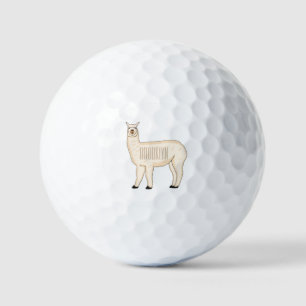 Llama cartoon illustration  golf balls
