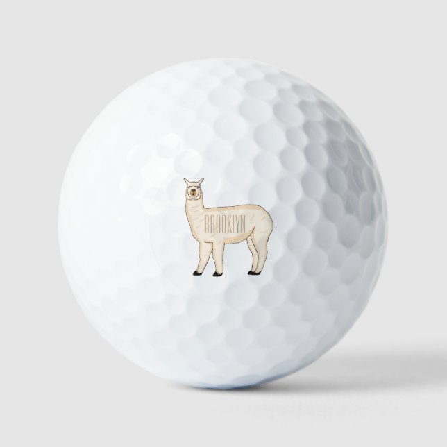 Llama cartoon illustration  golf balls (Front)