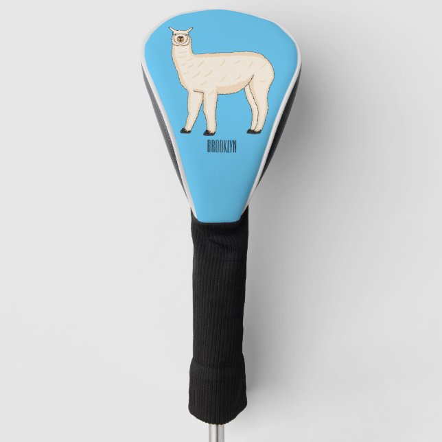 Llama cartoon illustration  golf head cover (Front)