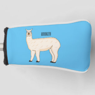 Llama cartoon illustration golf head cover
