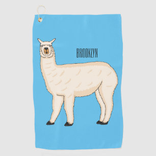 Llama cartoon illustration golf towel