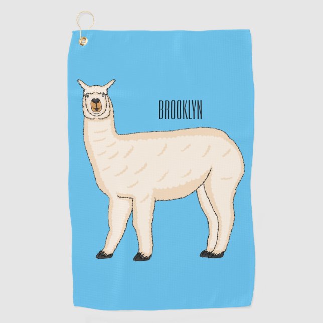 Llama cartoon illustration  golf towel (Front)