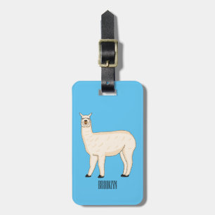 Llama cartoon illustration  luggage tag