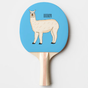 Llama cartoon illustration  ping pong paddle
