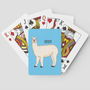 Llama cartoon illustration playing cards