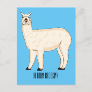 Llama cartoon illustration postcard