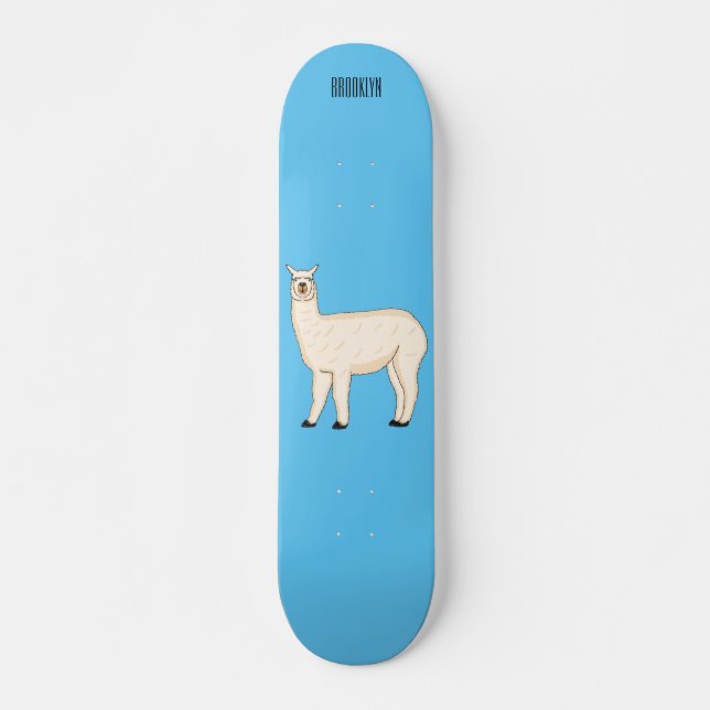 Llama cartoon illustration  skateboard (Front)