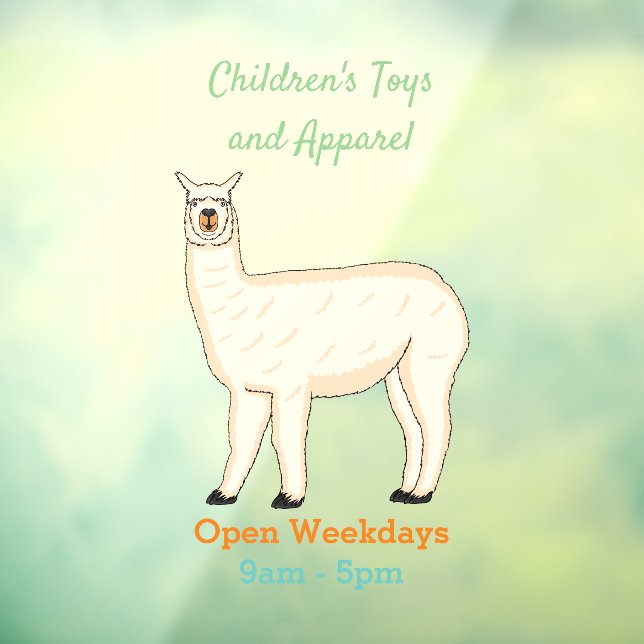 Llama cartoon illustration window cling (Sheet 3)