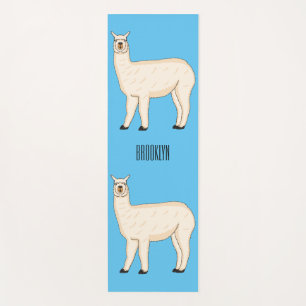 Llama cartoon illustration yoga mat