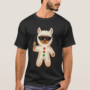 Llama Christmas Cookie Design Wearing Sunglasses T-Shirt