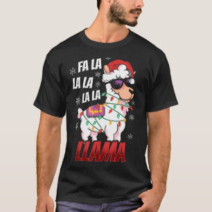 Llama Christmas  Fa La La Llama  Xmas Lights T-Shirt