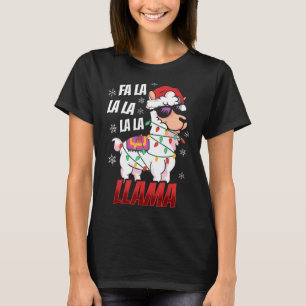 Llama Christmas  Fa La La Llama  Xmas Lights T-Shirt