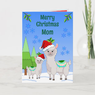 Llama Christmas Folded Greeting Card