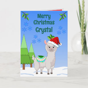 Llama Christmas Folded Greeting Card