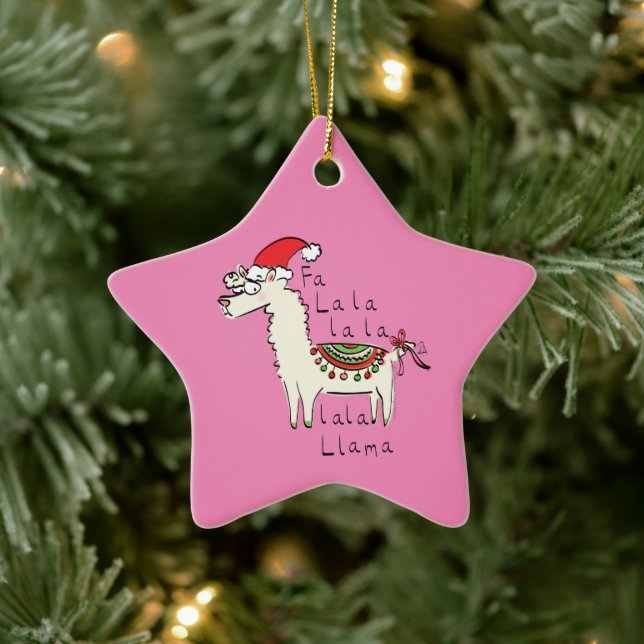 Llama Christmas Kids Cute Funny Ceramic Tree Decoration (Tree)