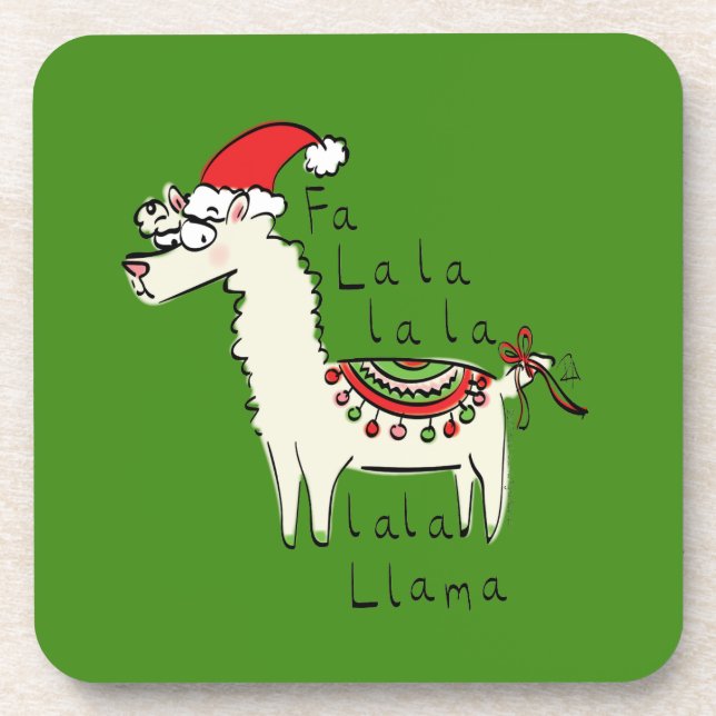 Llama Christmas Kids Cute Funny Coaster (Front)