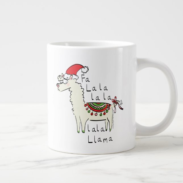 Llama Christmas Kids Cute Funny Large Coffee Mug (Right)