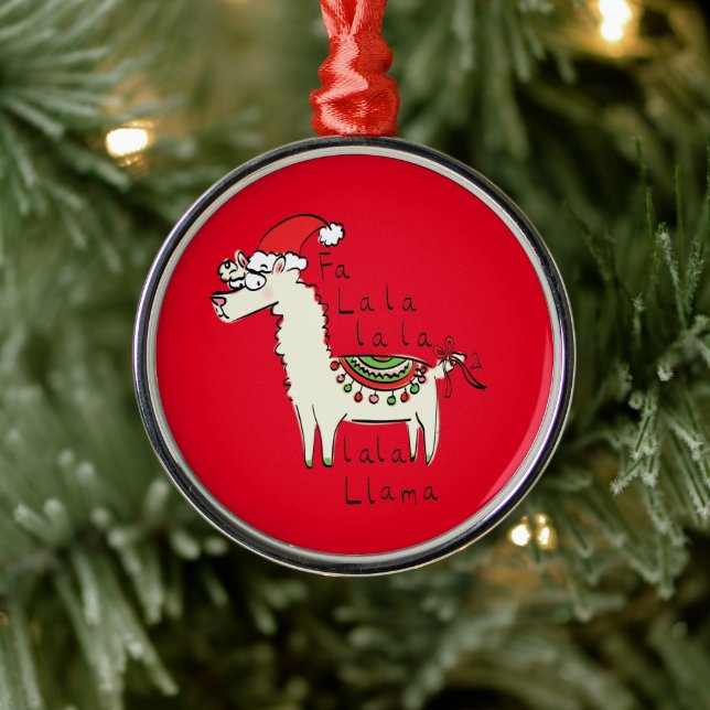 Llama Christmas Kids Cute Funny Metal Tree Decoration (Tree)