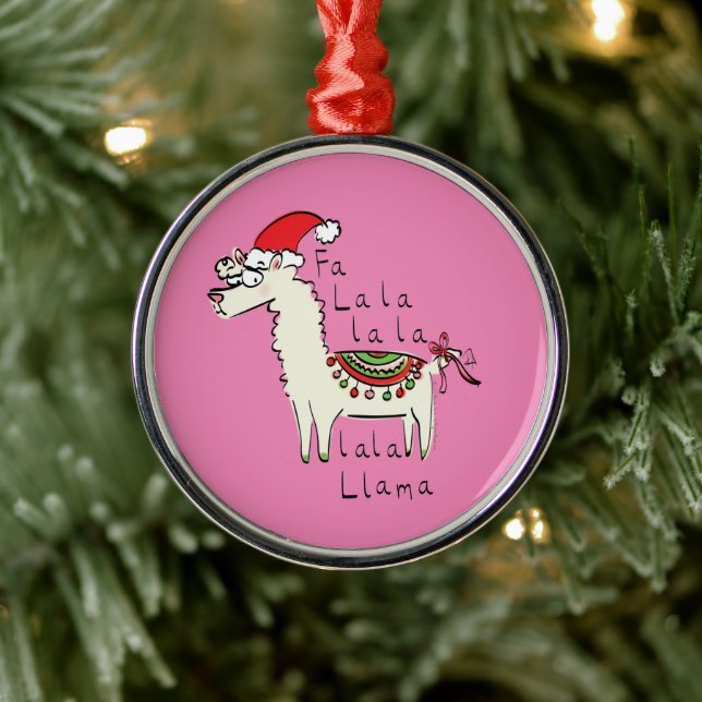 Llama Christmas Kids Cute Funny Metal Tree Decoration (Tree)