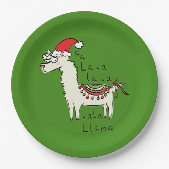 Llama Christmas Kids Cute Funny Paper Plate (Front)