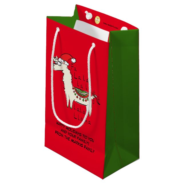 Llama Christmas Kids Cute Funny Small Gift Bag (Front Angled)