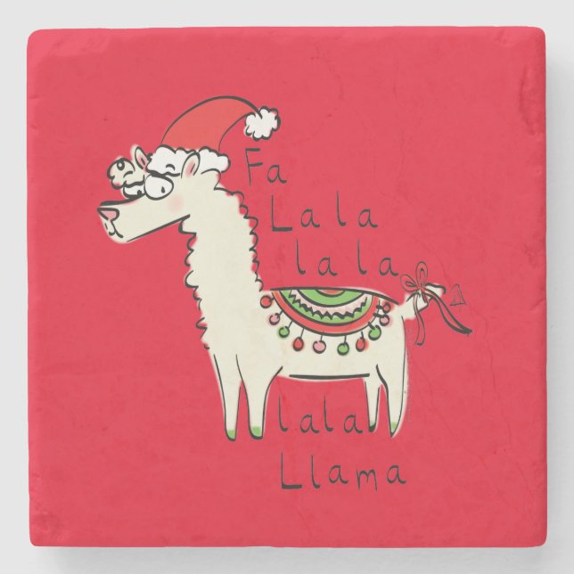 Llama Christmas Kids Cute Funny Stone Coaster (Front)