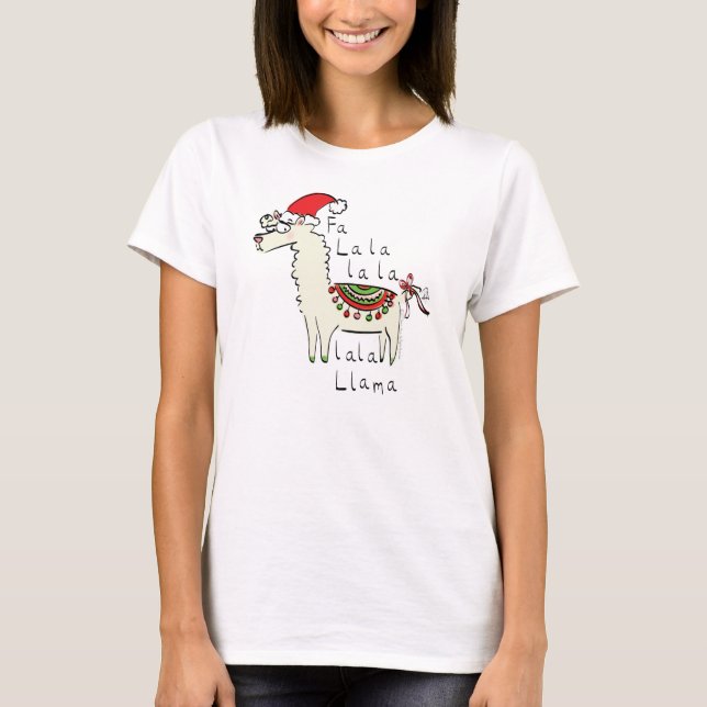 Llama Christmas Kids Cute Funny T-Shirt (Front)