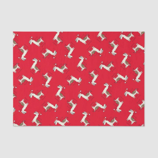 Llama Christmas Kids Cute Funny Tissue Paper (Front)